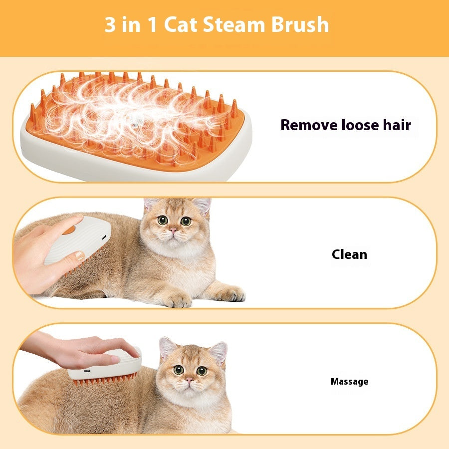 USB Rechargeable Steam Brush for Pets - Grooming & Massage Comb - Petropolis 