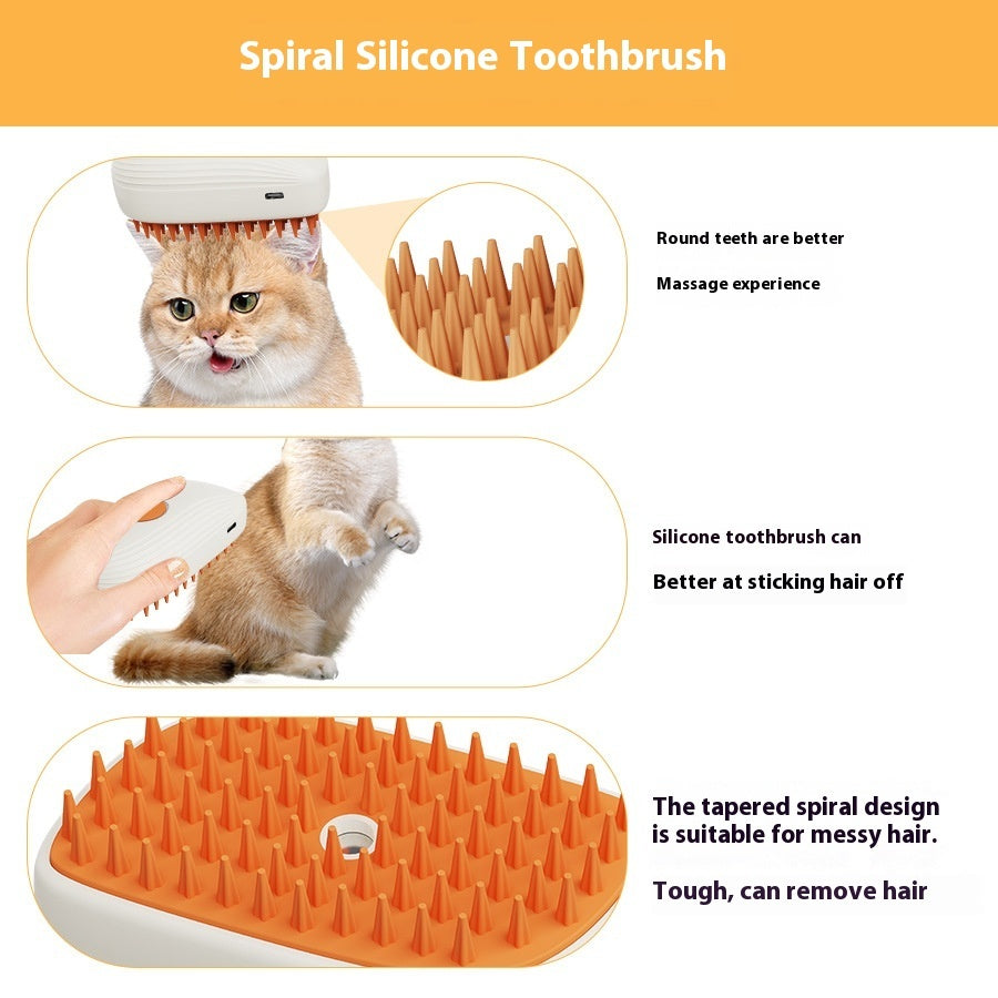 USB Rechargeable Steam Brush for Pets - Grooming & Massage Comb - Petropolis 