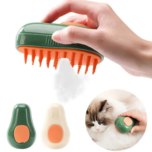 Electric Self-Cleaning Steam Cat Brush - Avocado Shape Grooming Comb for Dogs and Cats - Petropolis 