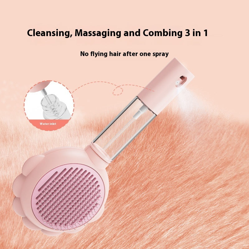 2-in-1 Self-Cleaning Dog and Cat Brush Comb with Spray - Petropolis 