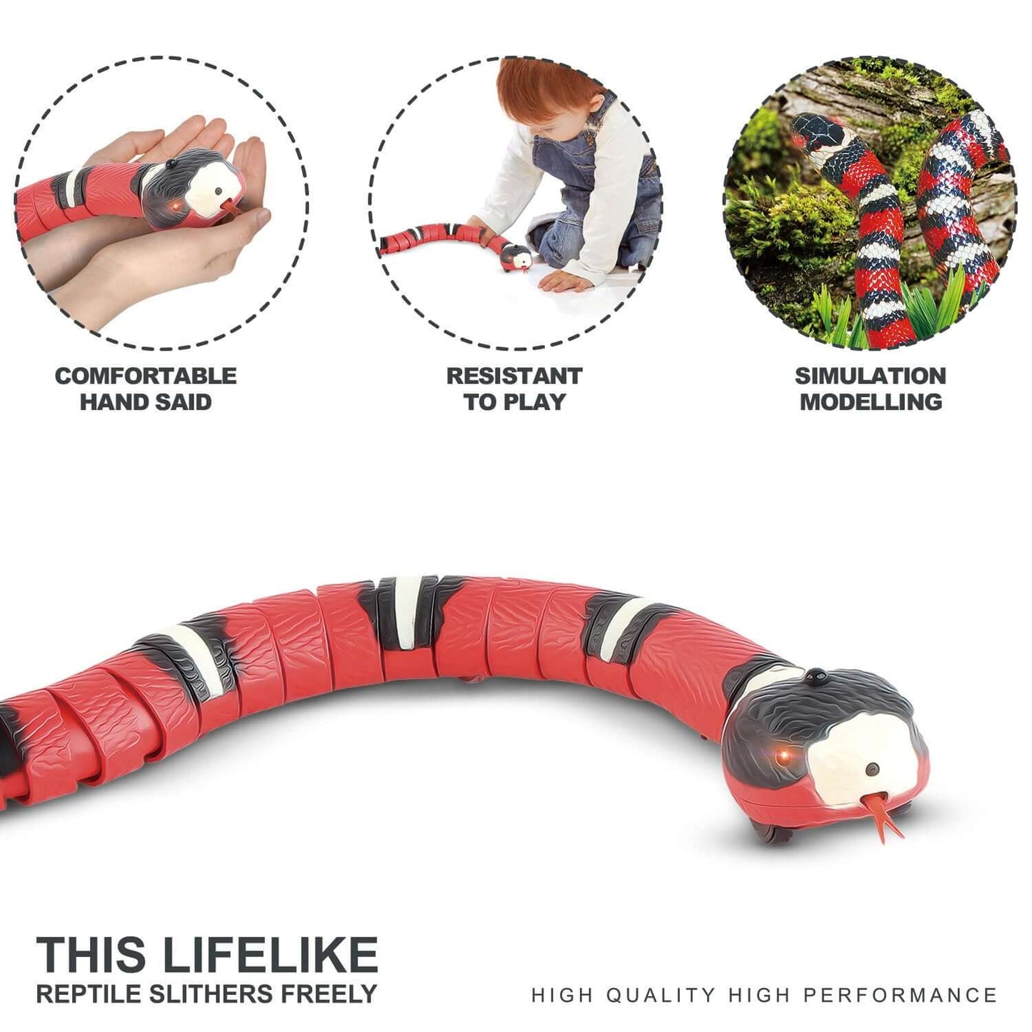 Smart Sensing Interactive Snake Toy - USB Rechargeable for Cats and Dogs