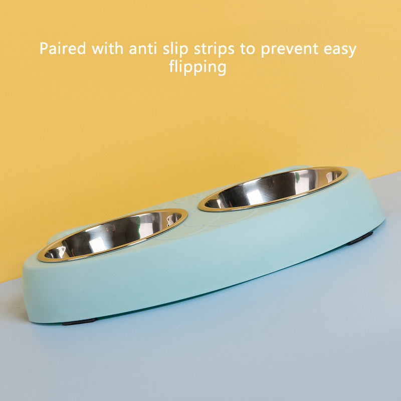 Stainless Steel Double Pet Bowls with No-Spill Stand - Food & Water Feeder - Petropolis 