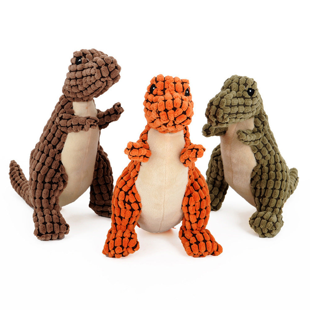 Dinosaur Plush Chew Toy with Squeakers for Large Dogs