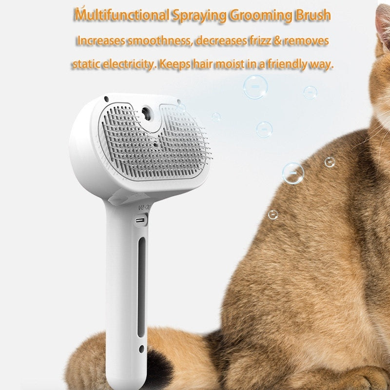 Self-Cleaning Pet Grooming Brush with Built-in Mist Humidifier - Petropolis 