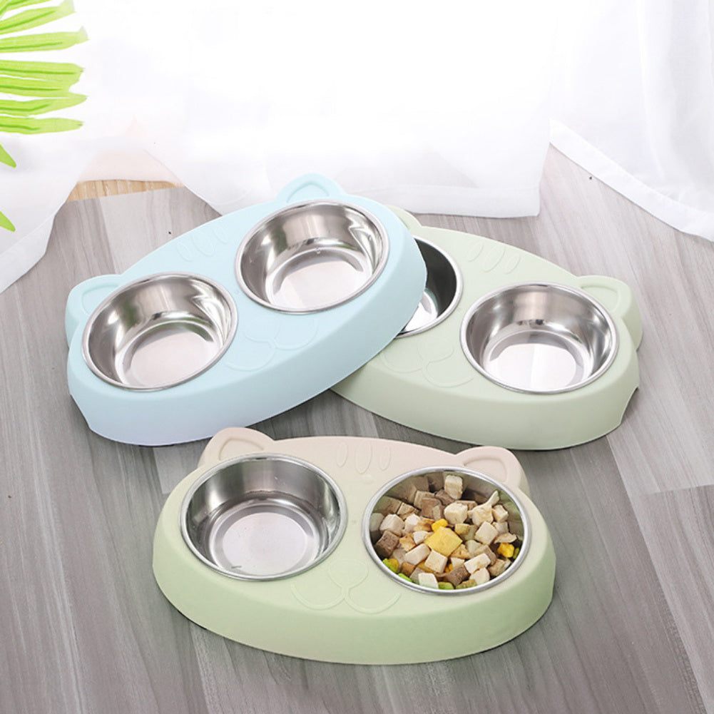 Stainless Steel Double Pet Bowls with No-Spill Stand - Food & Water Feeder - Petropolis 