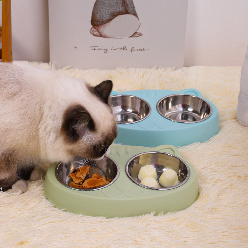 Stainless Steel Double Pet Bowls with No-Spill Stand - Food & Water Feeder - Petropolis 