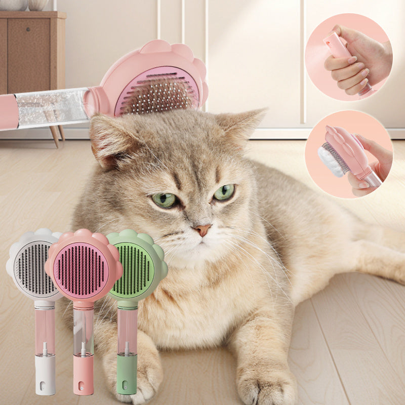 2-in-1 Self-Cleaning Dog and Cat Brush Comb with Spray - Petropolis 